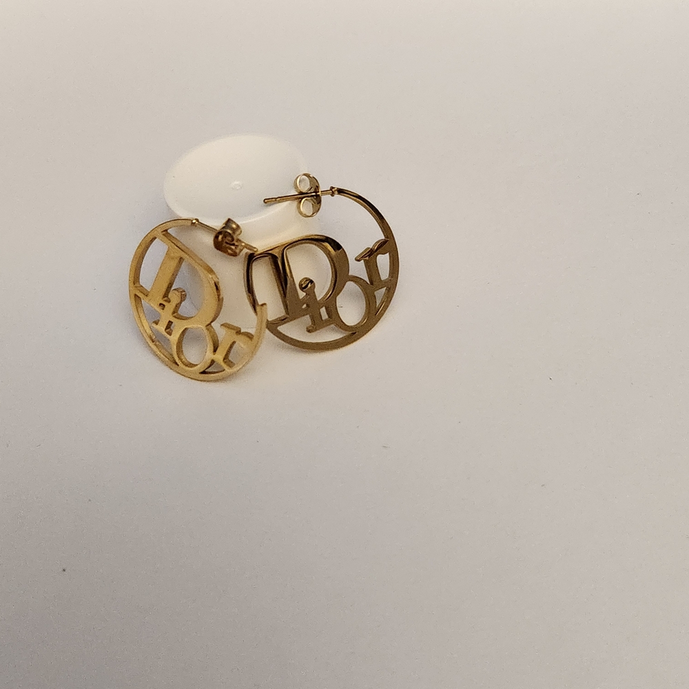 Gold DIOR Hoop Earrings - Picture 4 of 6